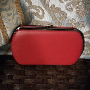 Red Small Clutch Wallet. With Zipper & Card Slots